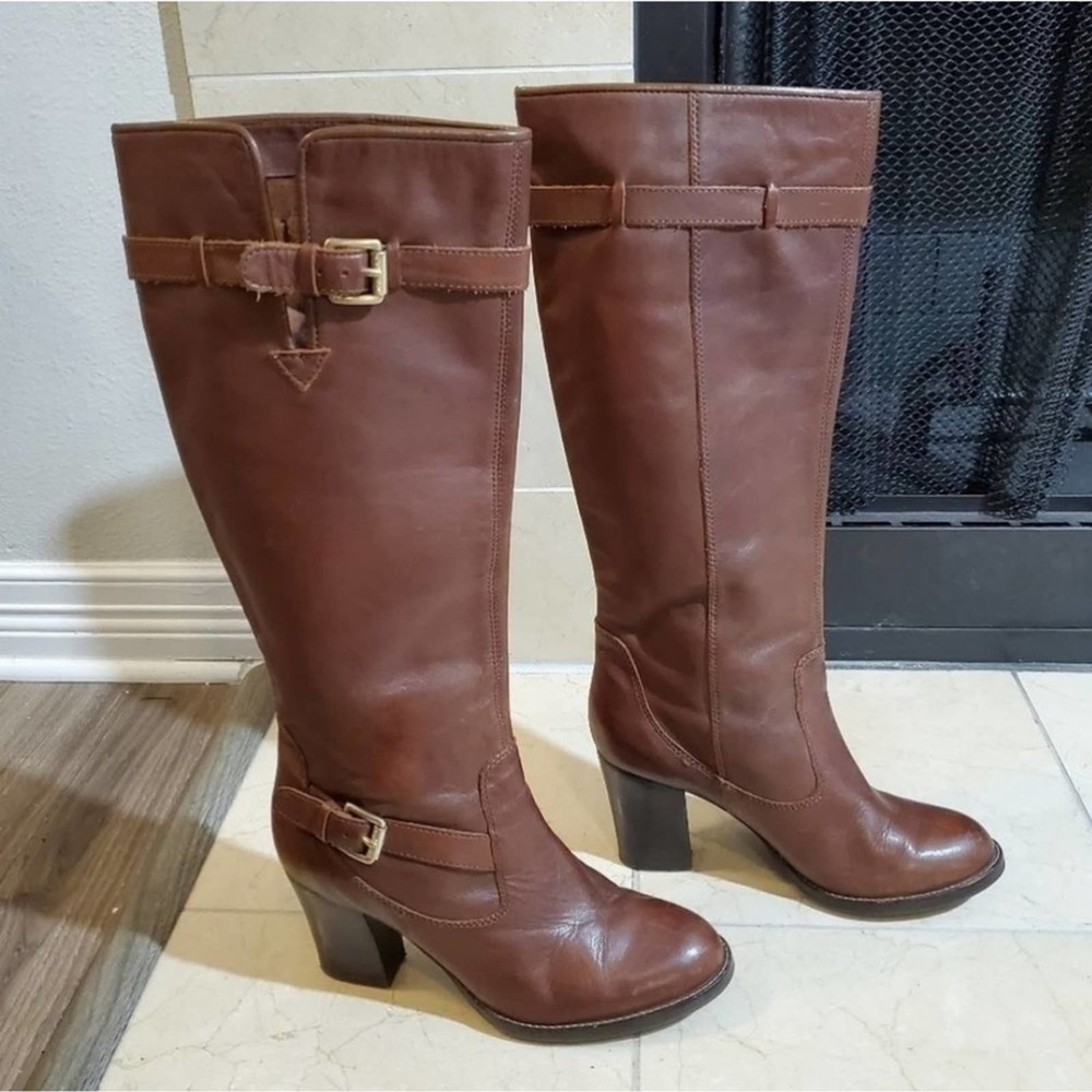 MICHAEL Kors distressed leather granny riding boots 10 - Picture 2 of 8